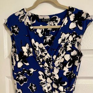 Lauren by Ralph Lauren Size 8 Blue Dress with Flowers